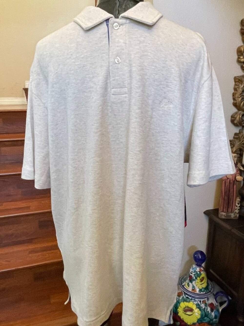 Chaps Men's Polo Shirt Oatmeal Heather XL/TG Seacoast Wash Cotton Blend Golf NEW